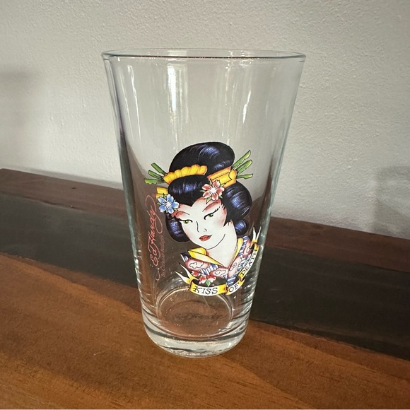 Ed Hardy Other - Ed Hardy Kiss of Death Geisha Tattoo Art Pint Glass by Christian Audigier